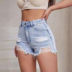 Women Fashion Ripped Denim Shorts