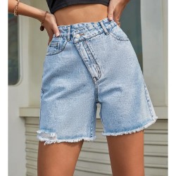 Women Fashion High Waist Loose Denim Shorts
