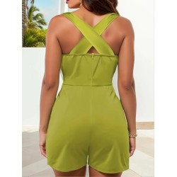 Women Fashion Solid Color Sleeveless Rompers Women Fashion Solid Color Sleeveless Rompers