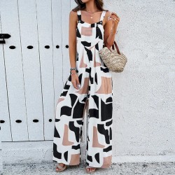 Women Casual Printed Wide-Leg Jumpsuits